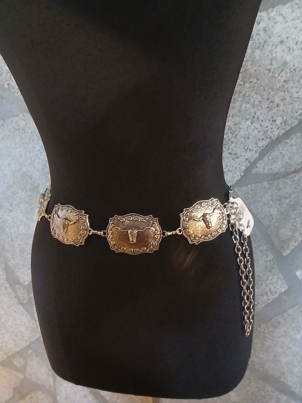 Western Medallion Chain Belt - Silver Tone